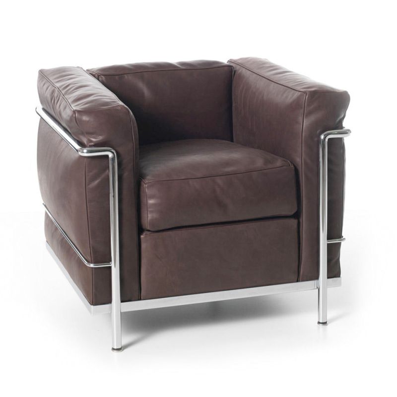 Cassina LC2 Sessel Gestell chrom Leder dunklebraun