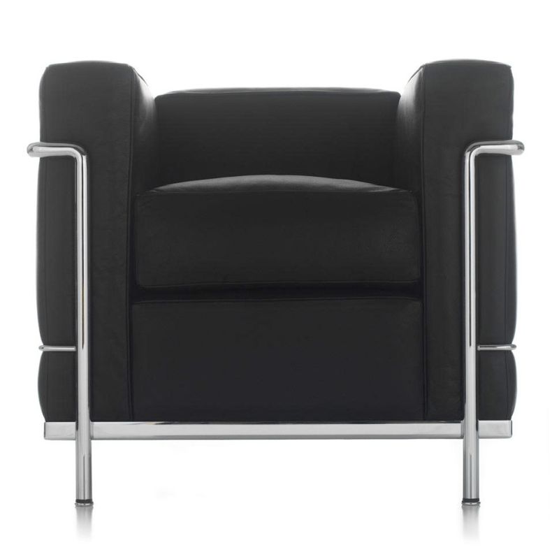 Cassina LC2 Sessel Gestell chrom Leder schwarz