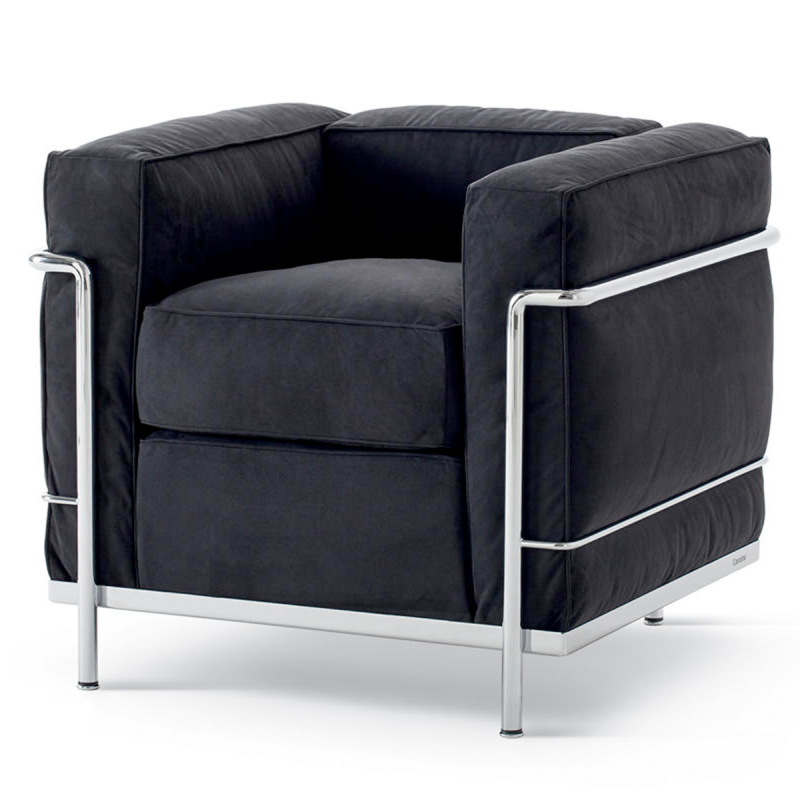 Cassina LC2 Sessel Gestell chrom Stoff Waterborn schwarz