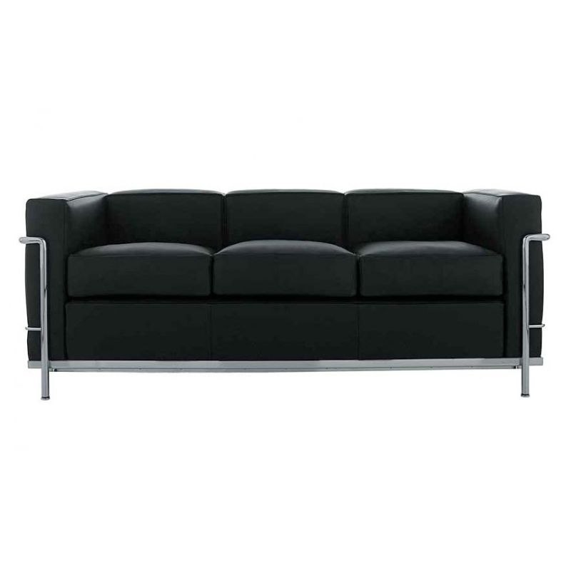 Cassina LC2 3-Sitzer chrom Leder schwarz