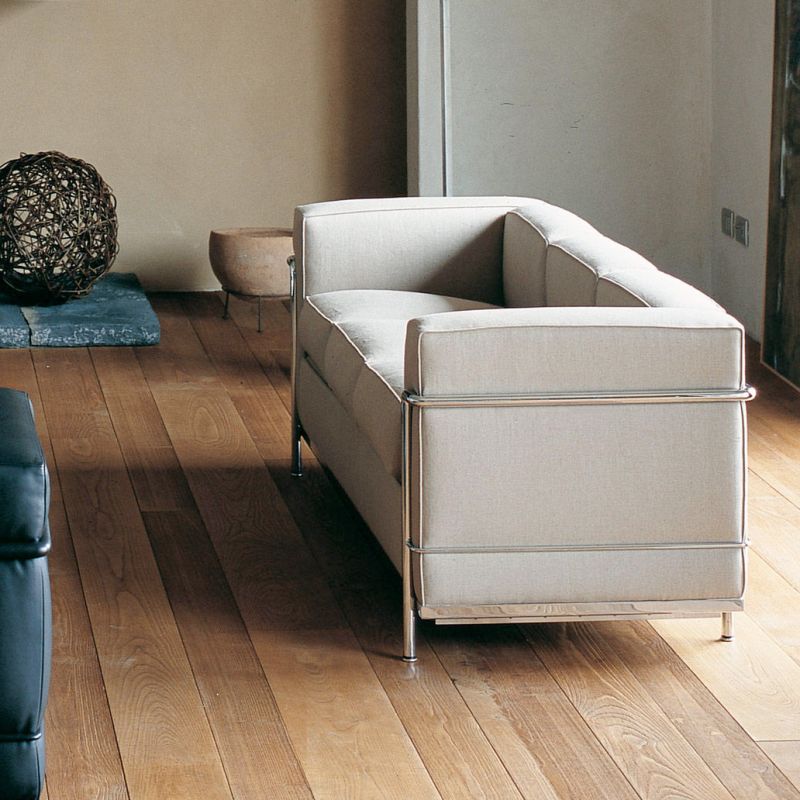 Cassina LC2 3-Sitzer chrom Stoff