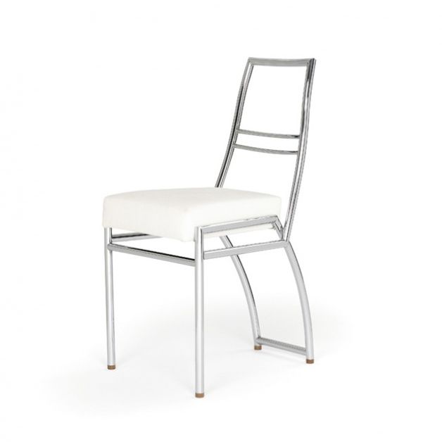Stuhl Aixia von Eileen Gray mit weißem Leder Stuhl Aixia von Eileen Gray mit weißem Leder