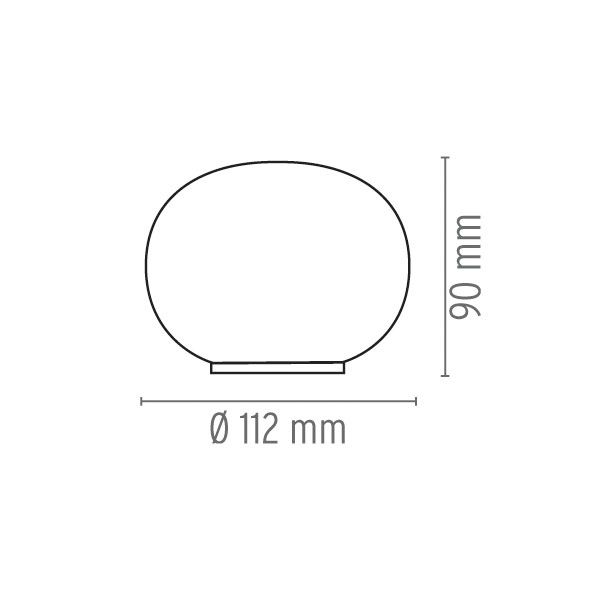 Größe der Tischleuchte Mini Glo-Ball T von Flos Größe der Tischleuchte Mini Glo-Ball T von Flos