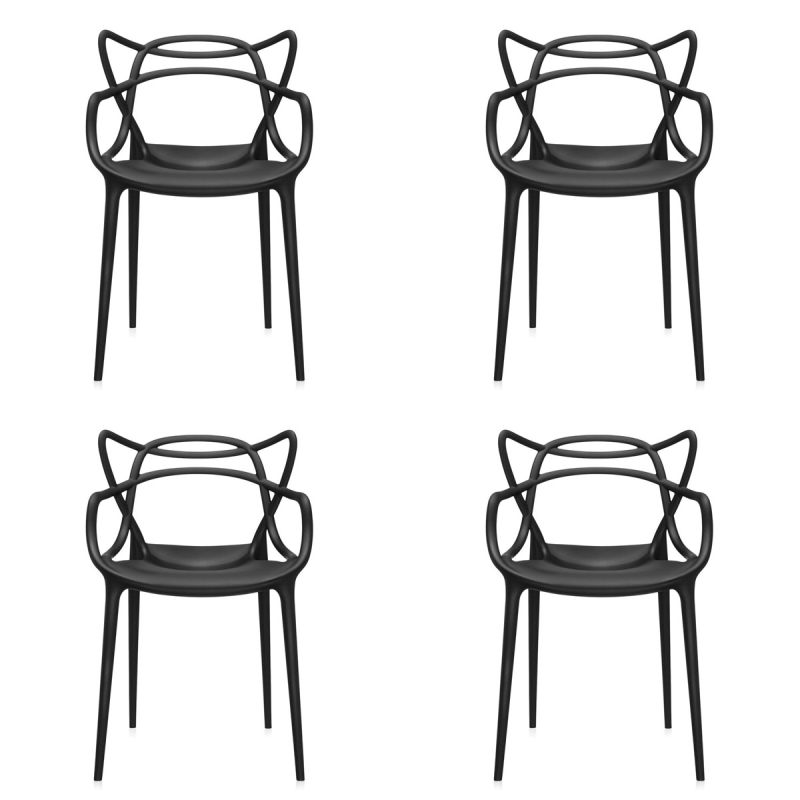 Kartell Masters Armlehnstuhl in Vierer-Set schwarz