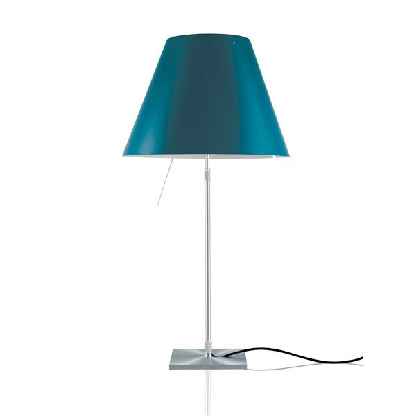 Luceplan Costanza Tavolo Alu mit Schirm petrolblau
