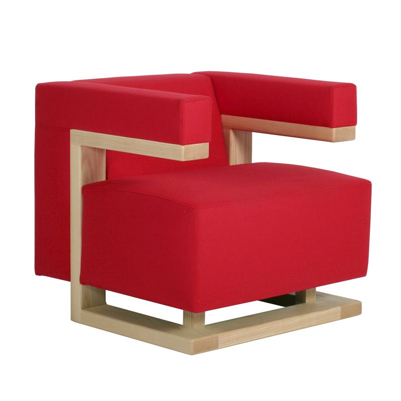 Tecta Bauhaus Gropius Sessel F51, Stoff rot, Gestell Esche natur