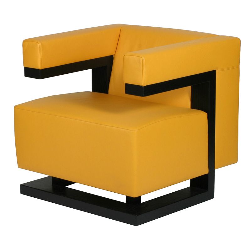 Tecta Bauhaus Gropius Sessel F51, Leder gelb, Gestell schwarz