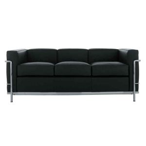 Cassina LC2 3-Sitzer chrom Leder schwarz