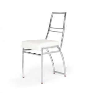 Stuhl Aixia von Eileen Gray mit weißem Leder