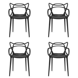 Kartell Masters Armlehnstuhl in Vierer-Set schwarz