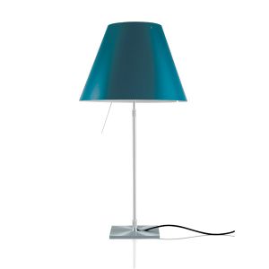 Luceplan Costanza Tavolo Alu mit Schirm petrolblau