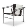 Cassina 1 Fauteuil dossier basculant Sessel Fell schwarz / weiß, Gestell verchromt