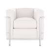 Cassina 2 Fauteuil Grand Confort, petit modèle (Sessel) Leder Scozia weiß, Gestell verchromt