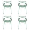 Kartell Masters Armlehnstuhl (4er-Set) salbeigrün