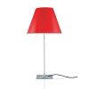 Luceplan Costanza Tavolo Alu Teleskop aluminium, Touch-Dimmer, inkl. Schirm johannisbeerrot