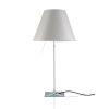 Luceplan Costanza Tavolo Alu Teleskop aluminium, Touch-Dimmer, inkl. Schirm nebelweiß