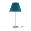 Luceplan Costanza Tavolo Alu Teleskop aluminium, Touch-Dimmer, inkl. Schirm petrolblau